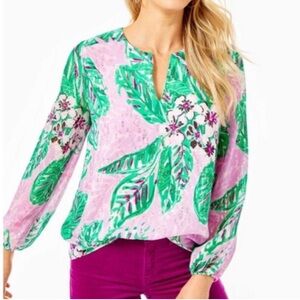Lilly Pulitzer Silk Metallic Aaron Top